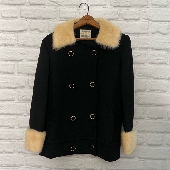 Riviera International Ltd. Jackets & Blazers - Vintage Riviera International Wool Coat w/ Real Fur Trim | Hong Kong | 1960s Era